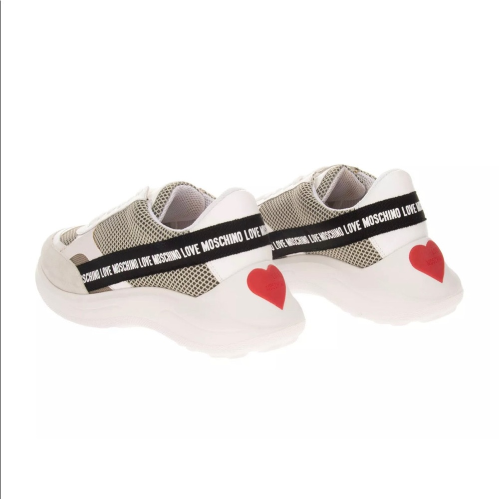 LOVE MOSCHINO Mesh Sneakers Heart Patch Chunky Sole